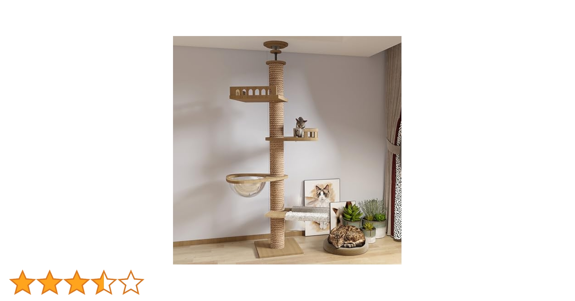 Yinanroa キャットタワー　木登りタワー 宇宙船ハンモック付き 突っ張り 71eieISot2L._UF350,350_QL80_.jpg